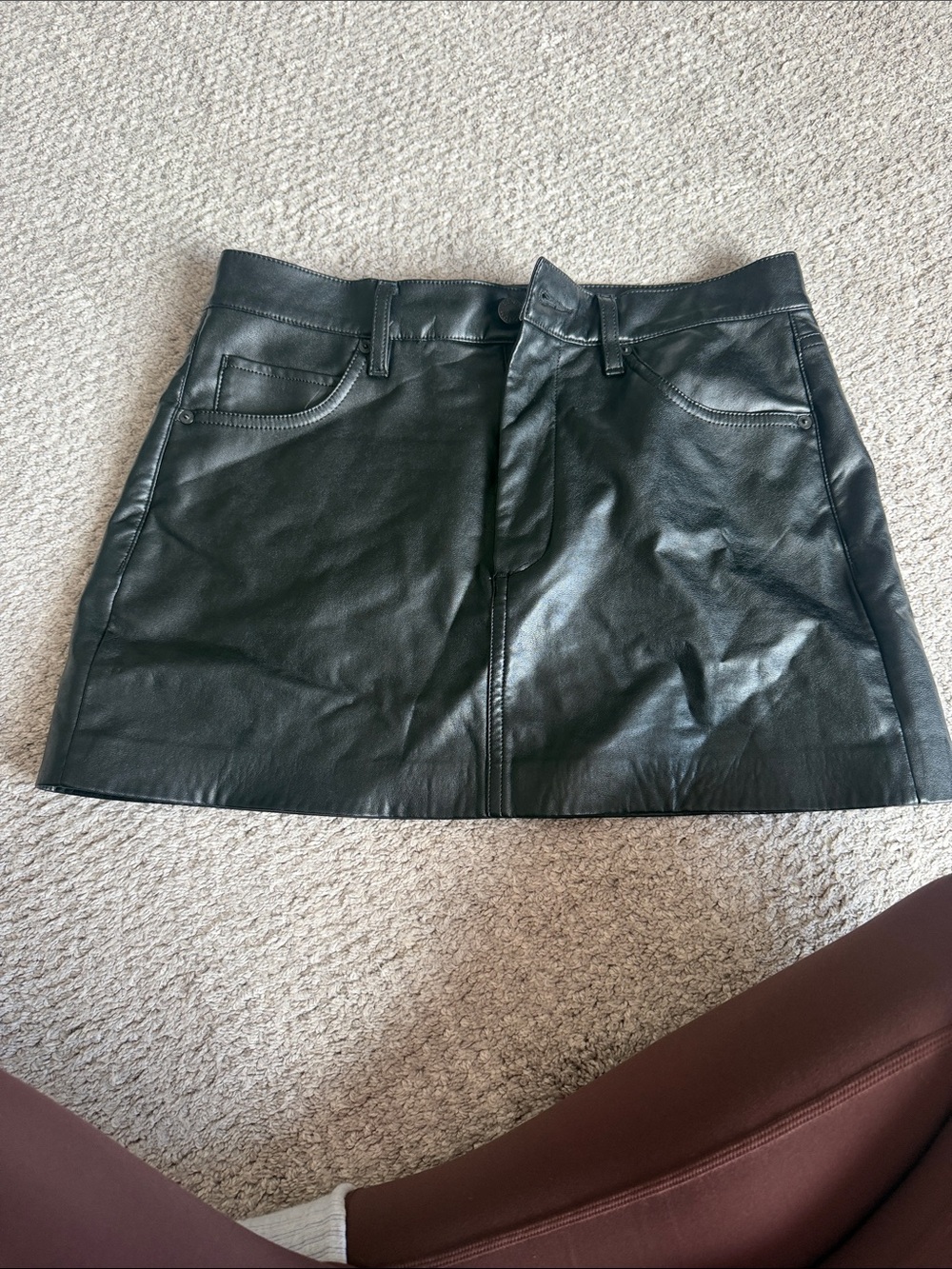 Aritzia Black Faux Leather Mini Skirt